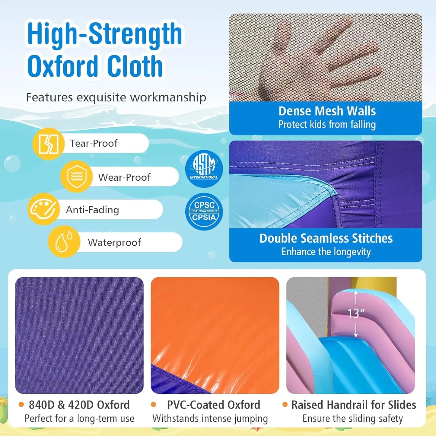 Inflatable Water Slide, 2 in 1 Castle Bounce House Water Slide with Ball Pit & Splash Pool for Kids Outdoor Fun, Bouncy Castle W