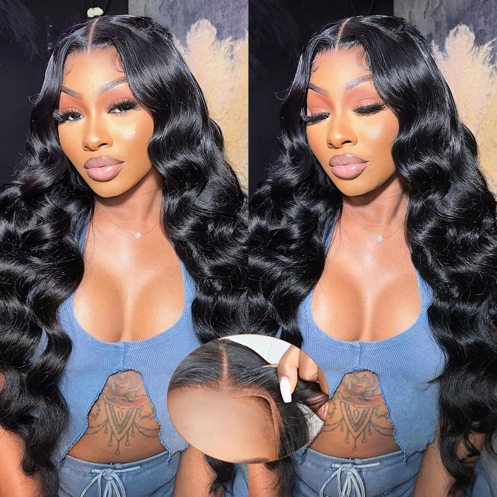 9x6 Glueless Wig Human Hair Pre Plucked Pre Cut Body Wave HD Closure Wig Human Hair Pre Bleached Knots With Baby Hair 250 Densit