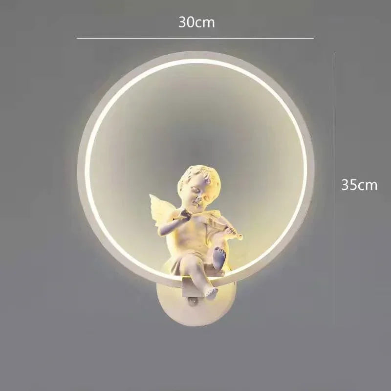 Creative Angel Wall Lamp Led 18W Fixture Tricolor Dimming Led Bedside Children's Room Night Light Modern for Home Bedroom