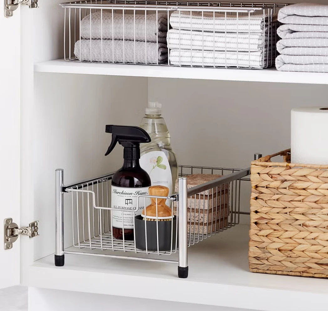 Double Drawer Wire Pull-Out Cabinet Organizer