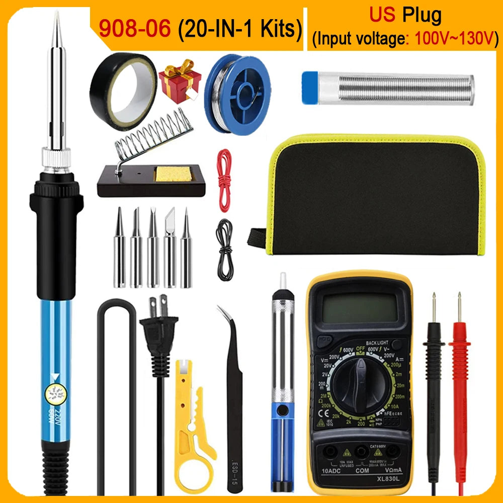 2025 Electric Soldering Iron 60W Adjustable Temperature Replaceable Soldering Iron Head Soldering Iron Pen Welding Kit
