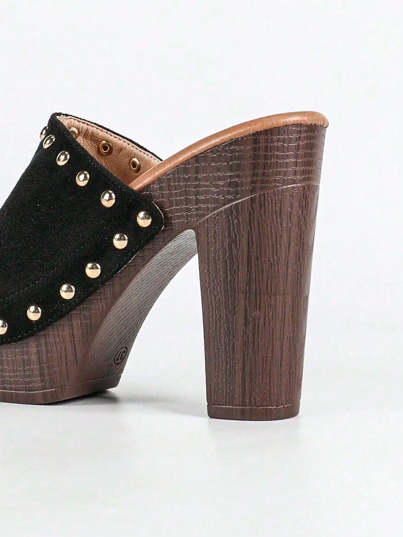 Women Bold Buckles Studded High Chunky Platform Heels For Women Fashion Comfort Slip On Round Open Toe Sandals