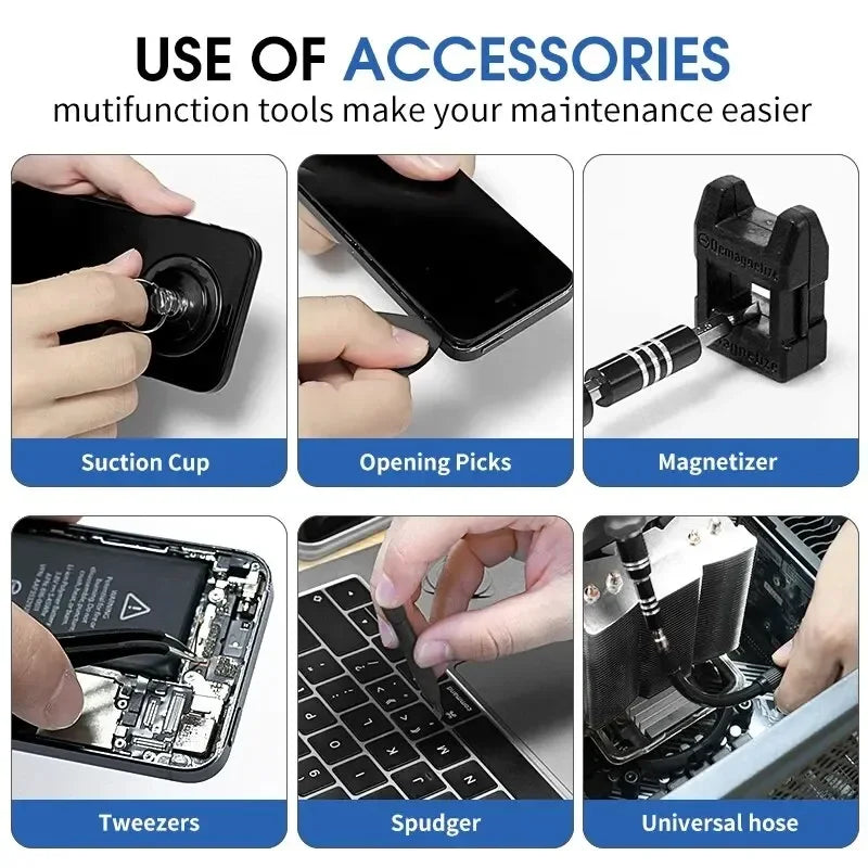 New 115 in 1 Professional Repair Tool Precision Screwdriver Set Magnetic Torx Hex Screw Driver Bits Kit for Xiaomi Mac PC iPhone