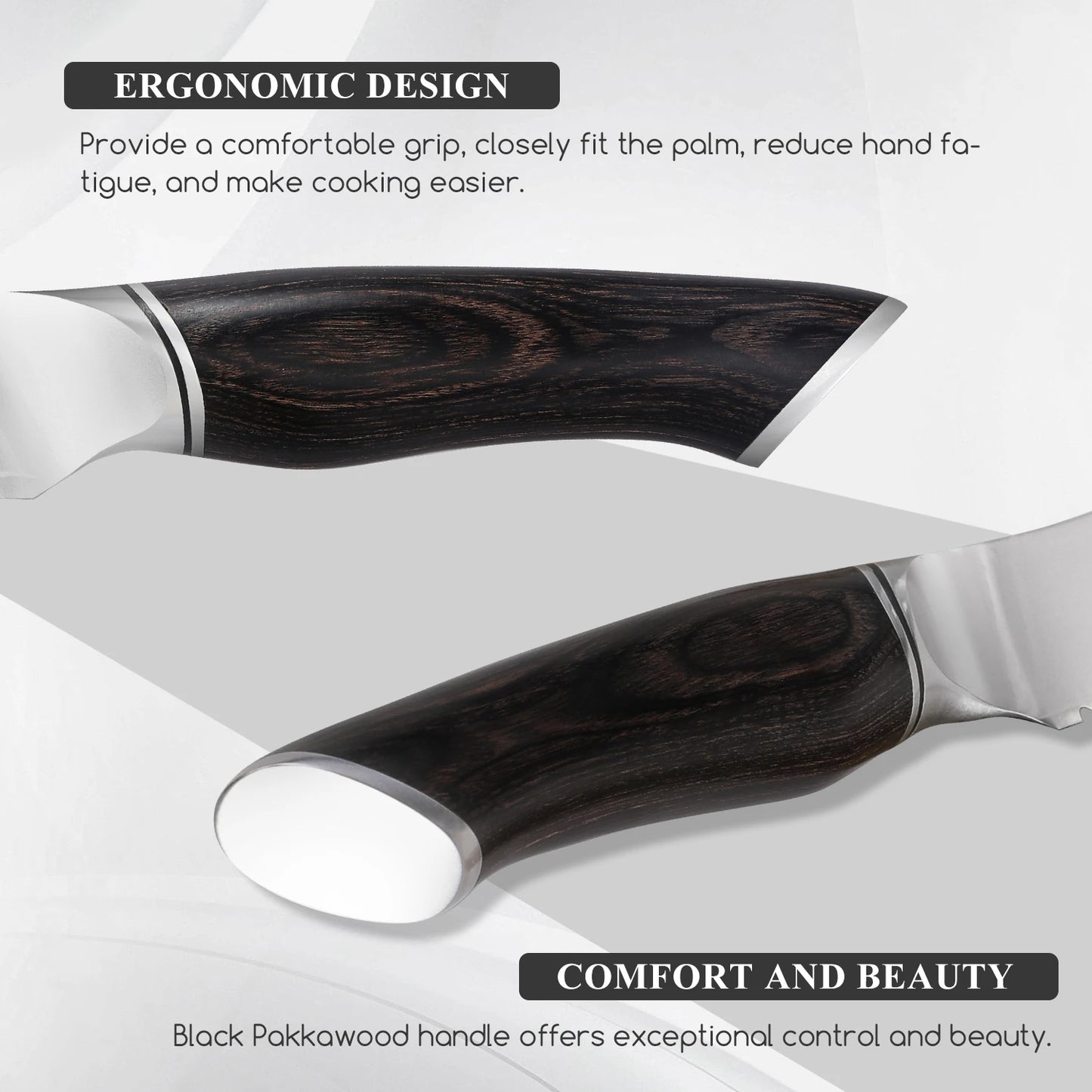 SHANGDAO Set of 6 Steak Knife ,High Carbon 10Cr15CoMoV Core Steel with Pakkawood Handle & Professional 4.5 Inch Steak Knife