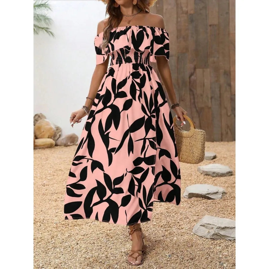 【New style】Breezaya Off Shoulder High Slit Simple Casual Dress, Fashionable For Everyday Wear