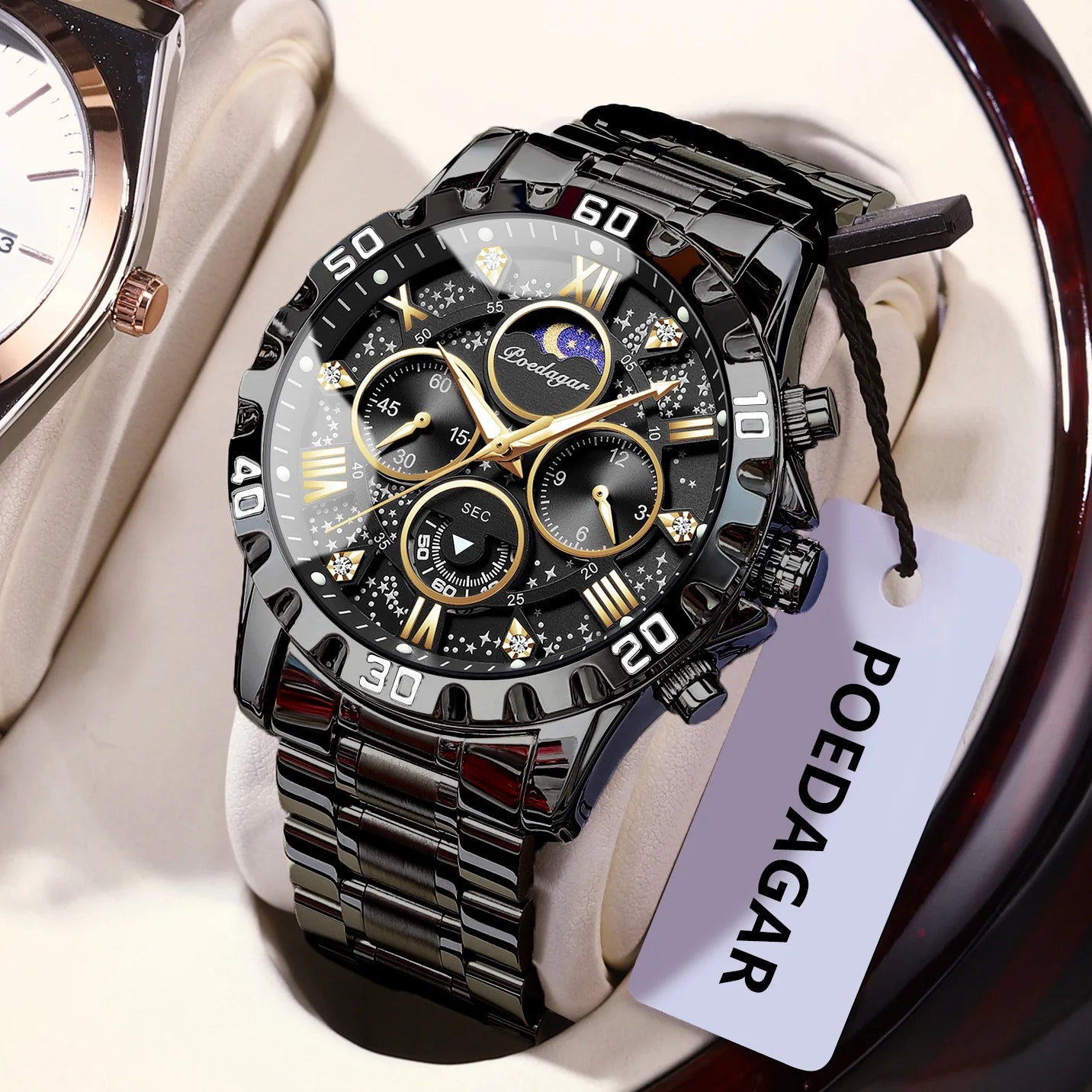 POEDAGAR Luxury Man Watch Waterproof Luminous Stainless Steel Quartz Men's Wristwatch Chronograph Military Watches For Men Reloj