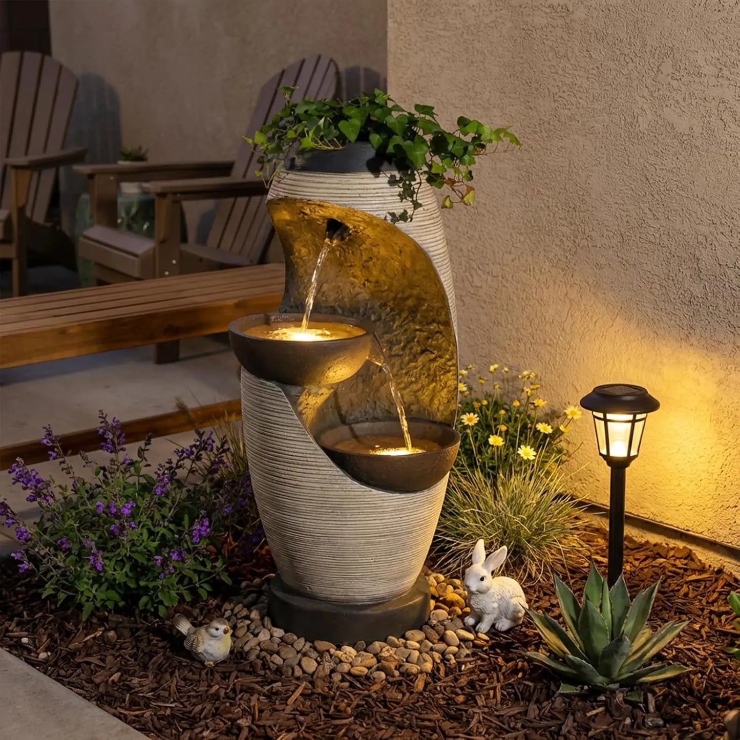 51.4" H Outdoor Garden Water Fountain for Garden, Patio, Backyard, Deck, Porch and Home Art Decor, 5 Tiers Modern, Custom