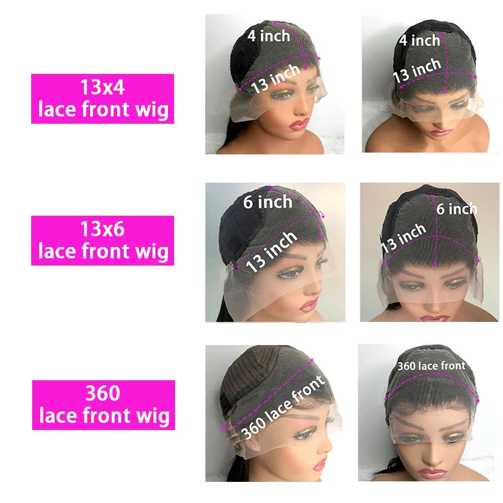 30 40 Inch 13x6 Deep Wave HD Transparent Lace Frontal Wigs Brazilian Pre Plucked 13x4 Human Hair Curly Wig For Women 200 Density