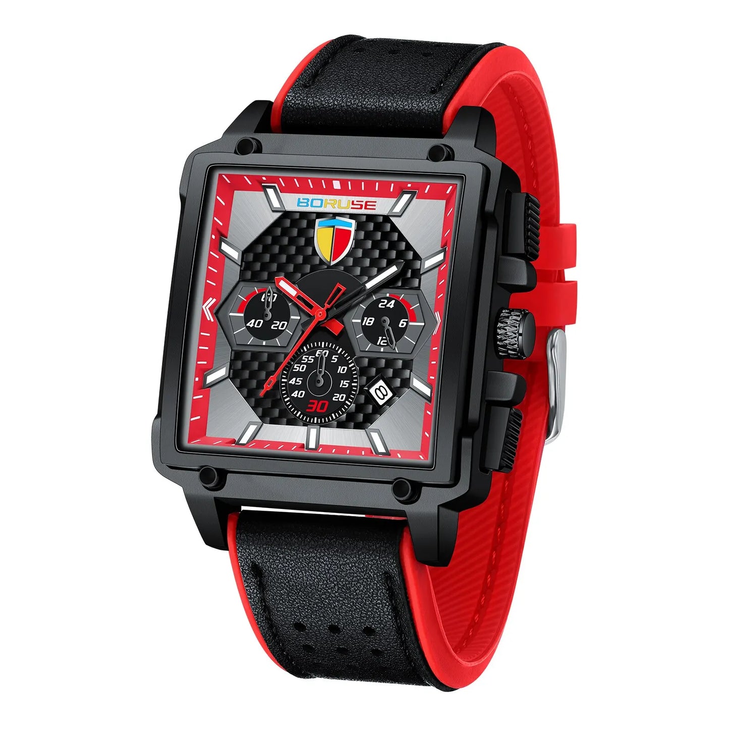 BORUSE Luxury Men Watch Top Brand Business Waterproof Date Quartz Watches For Men Sport Chronograph Wristwatch Men Clock + Box