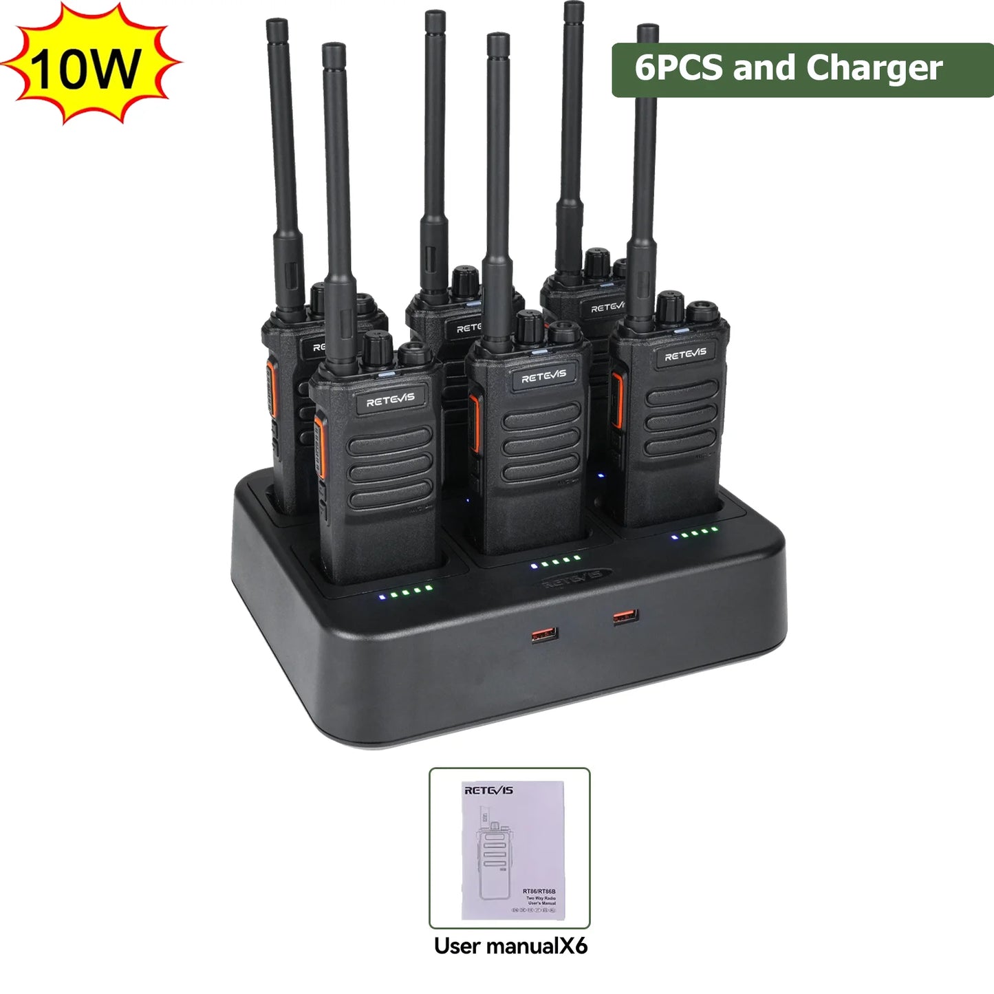 Retevis RT86 10W Walkie Talkie Professional Two Way Radio Long Range Walkie Talkie UHF Communication radio for Outdoor Business