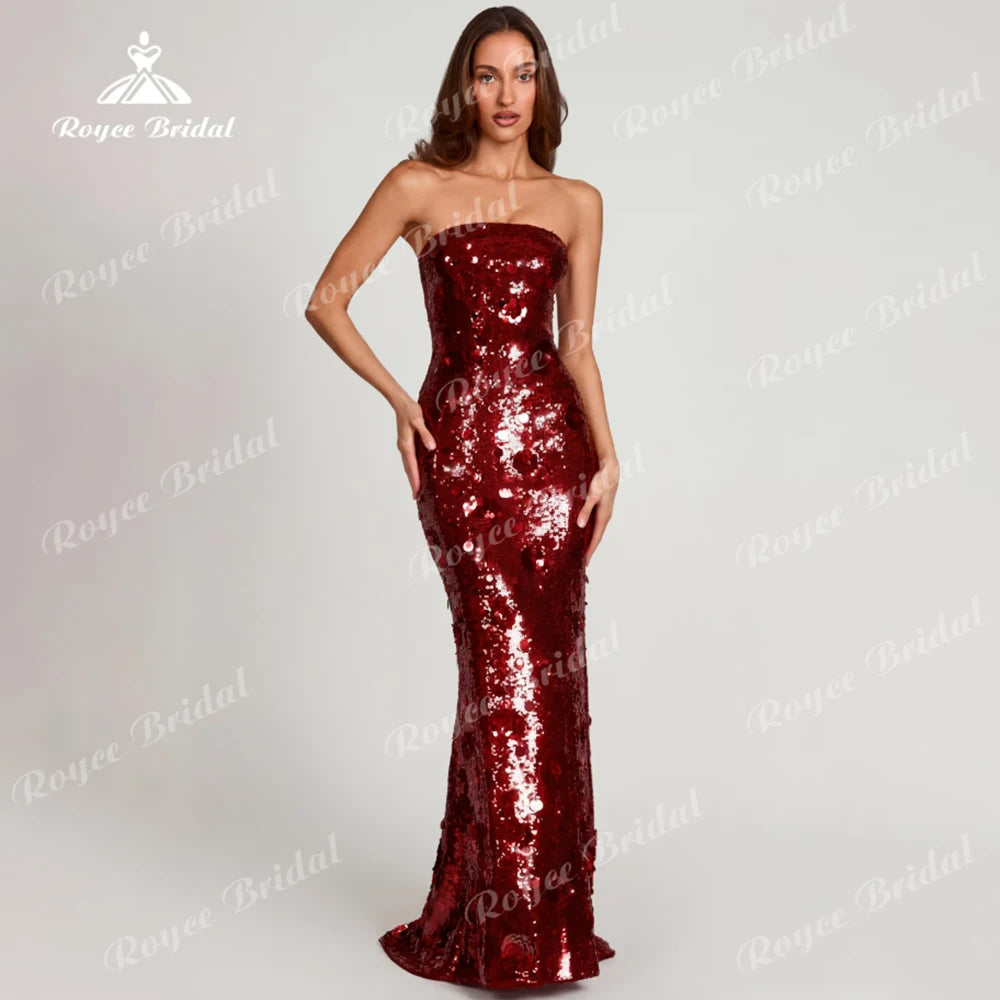 Luxury Strapless Mermaid Prom Dresses 2026 Sequins فساتين سهرة платье на evening birthday dress Customized