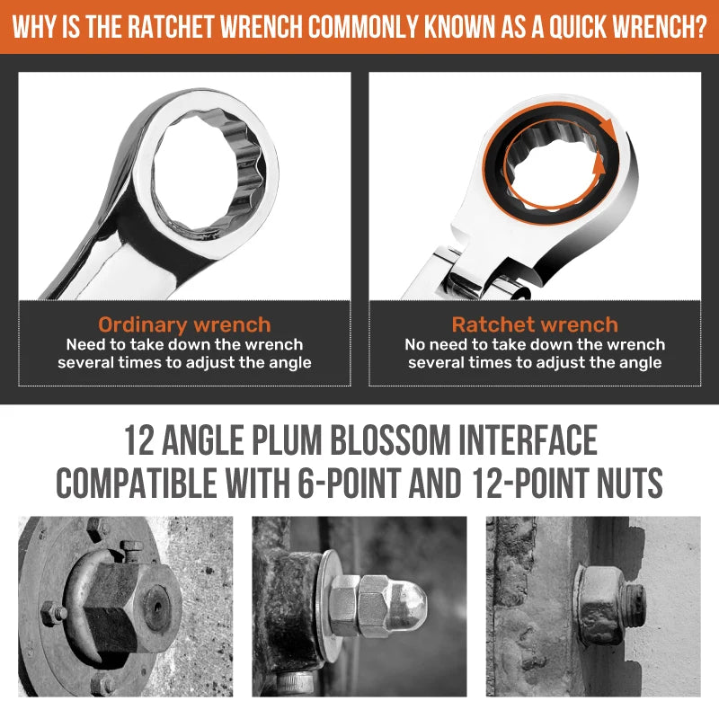 Hi-Spec Adjustable Torque Ratchet Spanner Set 8-19Mm Universal Wrench For Bicycle And Motorcycle Repairs Mechanical Tools Kit