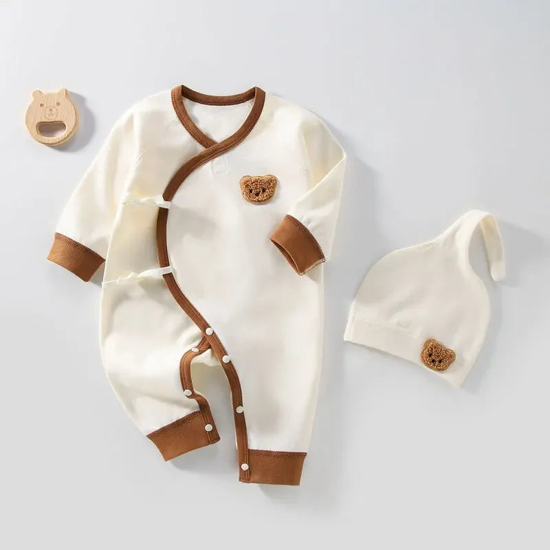 0-3M Four Seasons Newborn Baby Romper - 100% Soft Cotton Long-Sleeve Pajamas for Boys Girls