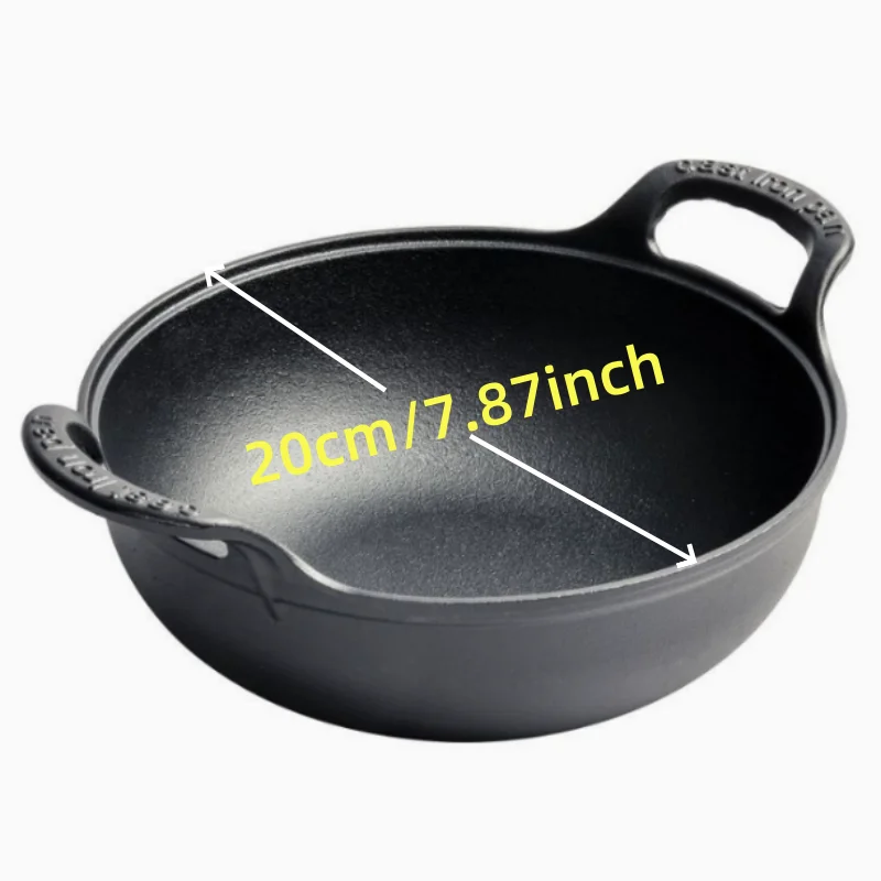 Cast iron flat-bottom pan, mini size, multi-functional, non-stick, durable cooking utensil, without lid