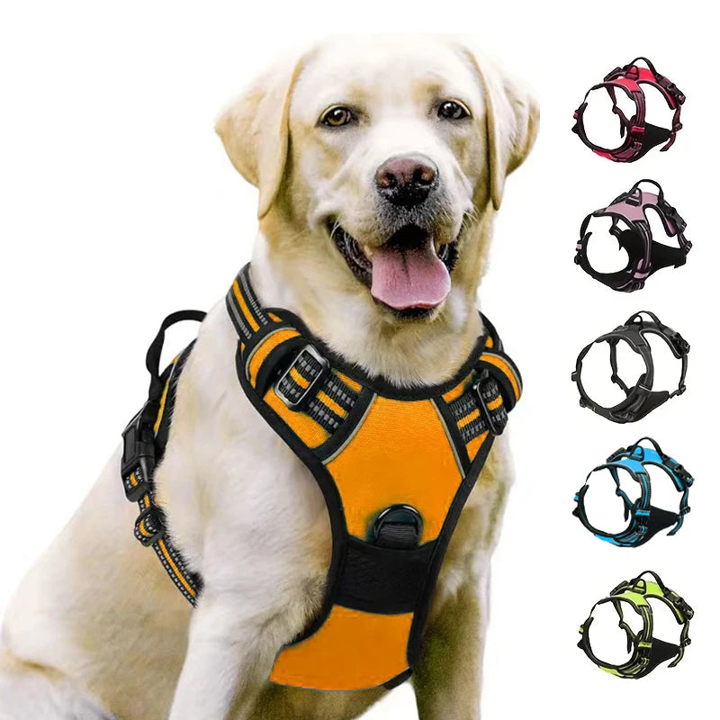 Dog harness without a leash, front buckle, heavy-duty reflective, easy-to-control handle for pet dogs, specially designed for wa