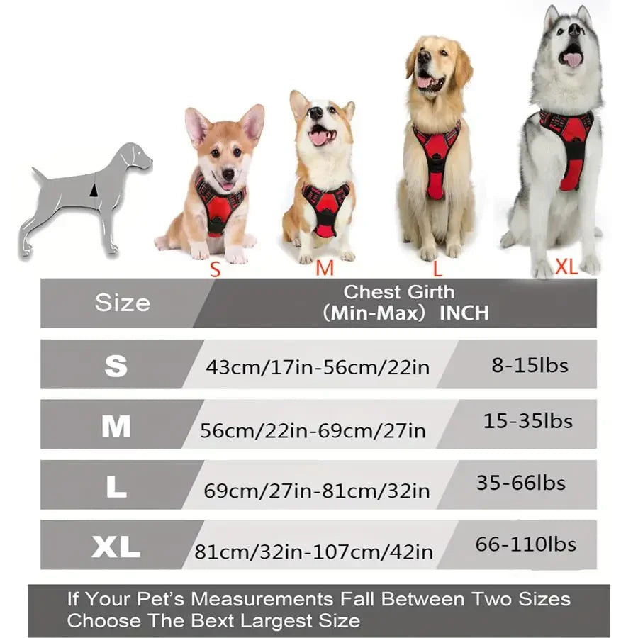 Dog harness without a leash, front buckle, heavy-duty reflective, easy-to-control handle for pet dogs, specially designed for wa