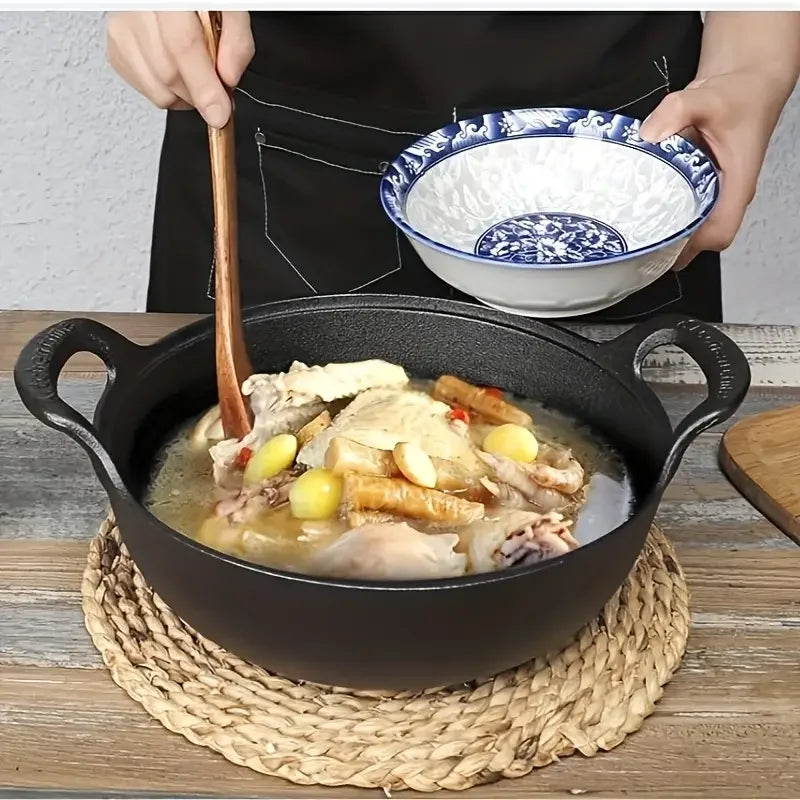 Cast iron flat-bottom pan, mini size, multi-functional, non-stick, durable cooking utensil, without lid