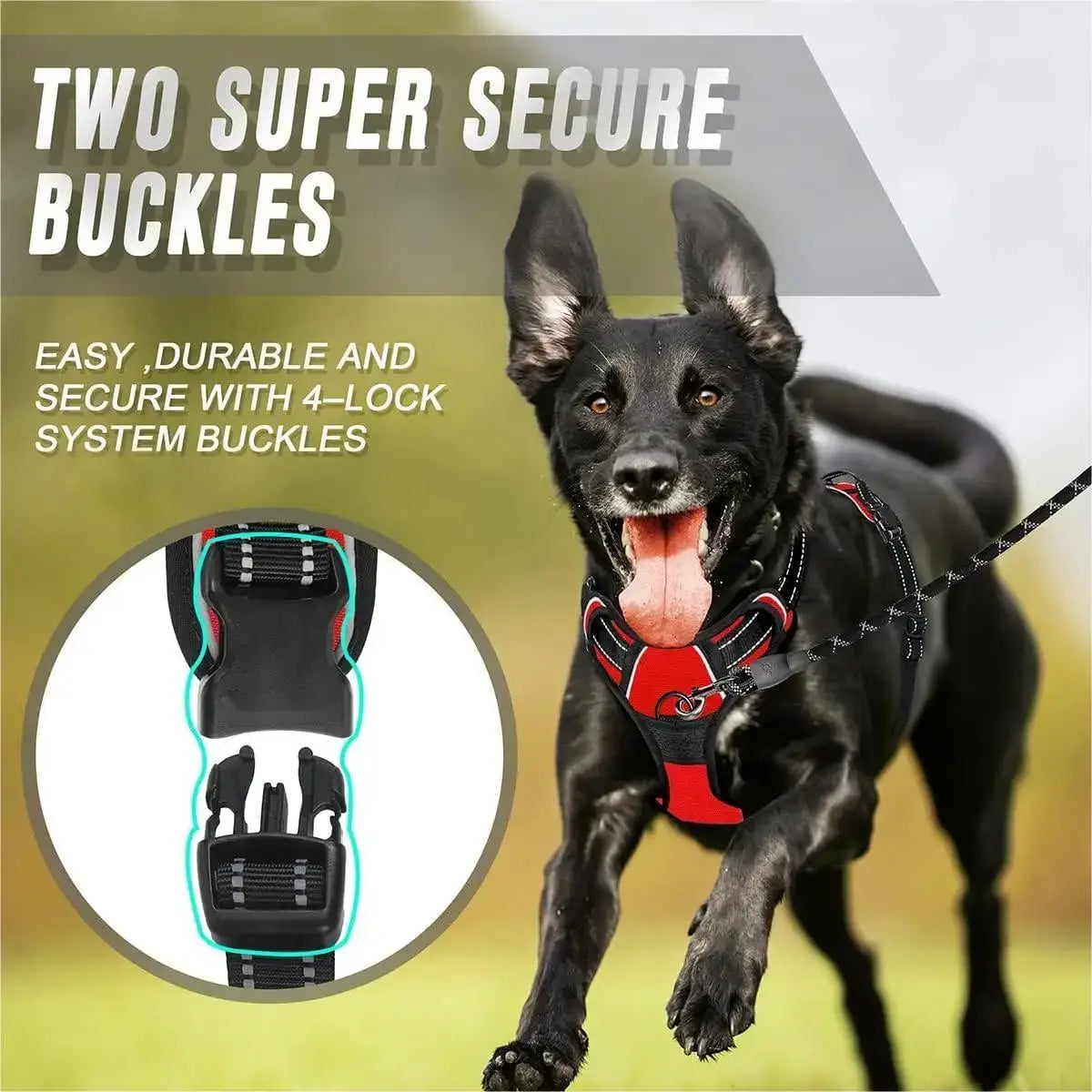 Dog harness without a leash, front buckle, heavy-duty reflective, easy-to-control handle for pet dogs, specially designed for wa