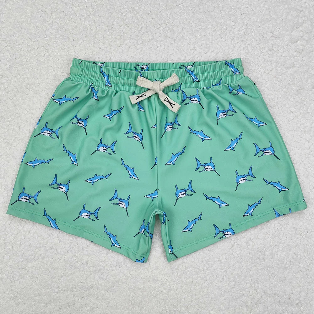 New Fashion Baby Boys Swim Trunks Green Shark Trunks Swimsuits Swimwear Boutique Kids Swimsuits Boys Trunks Swimwear Wholesale