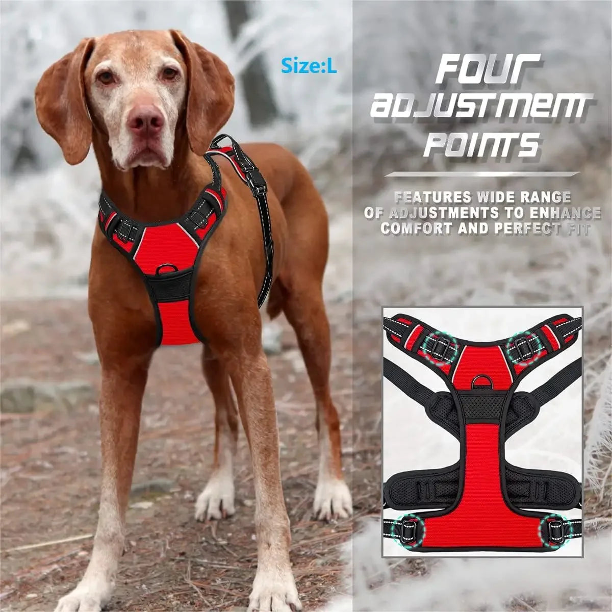 Dog harness without a leash, front buckle, heavy-duty reflective, easy-to-control handle for pet dogs, specially designed for wa