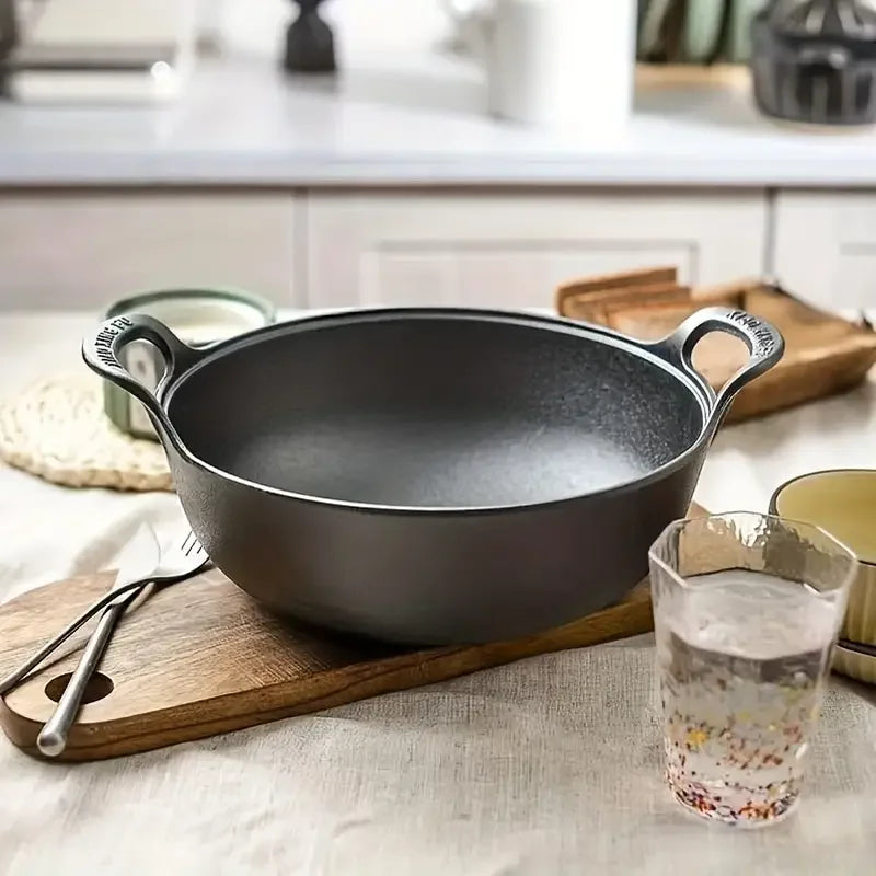 Cast iron flat-bottom pan, mini size, multi-functional, non-stick, durable cooking utensil, without lid