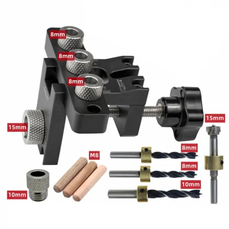 Precision Jig Dowel Cam Jig 3 In 1 Dowelling Jig Master Kit Wood Hole Drilling Guide Woodworking Position for DIY Wood Working