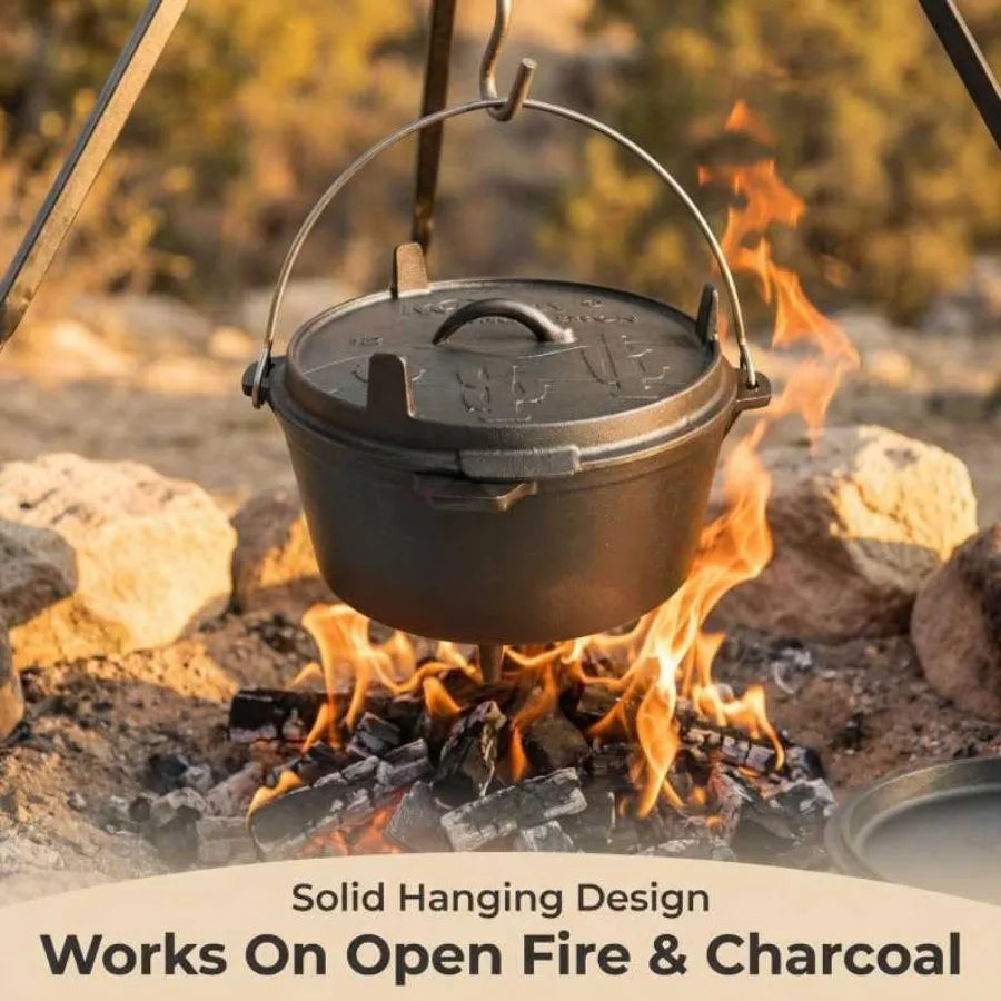 6.3qt Cast Iron Camping Dutch Ovenwith 12inch Skillet Lid Outdoor Dutch Oven Includes Claw Foot kazan for Baking Braising Campf
