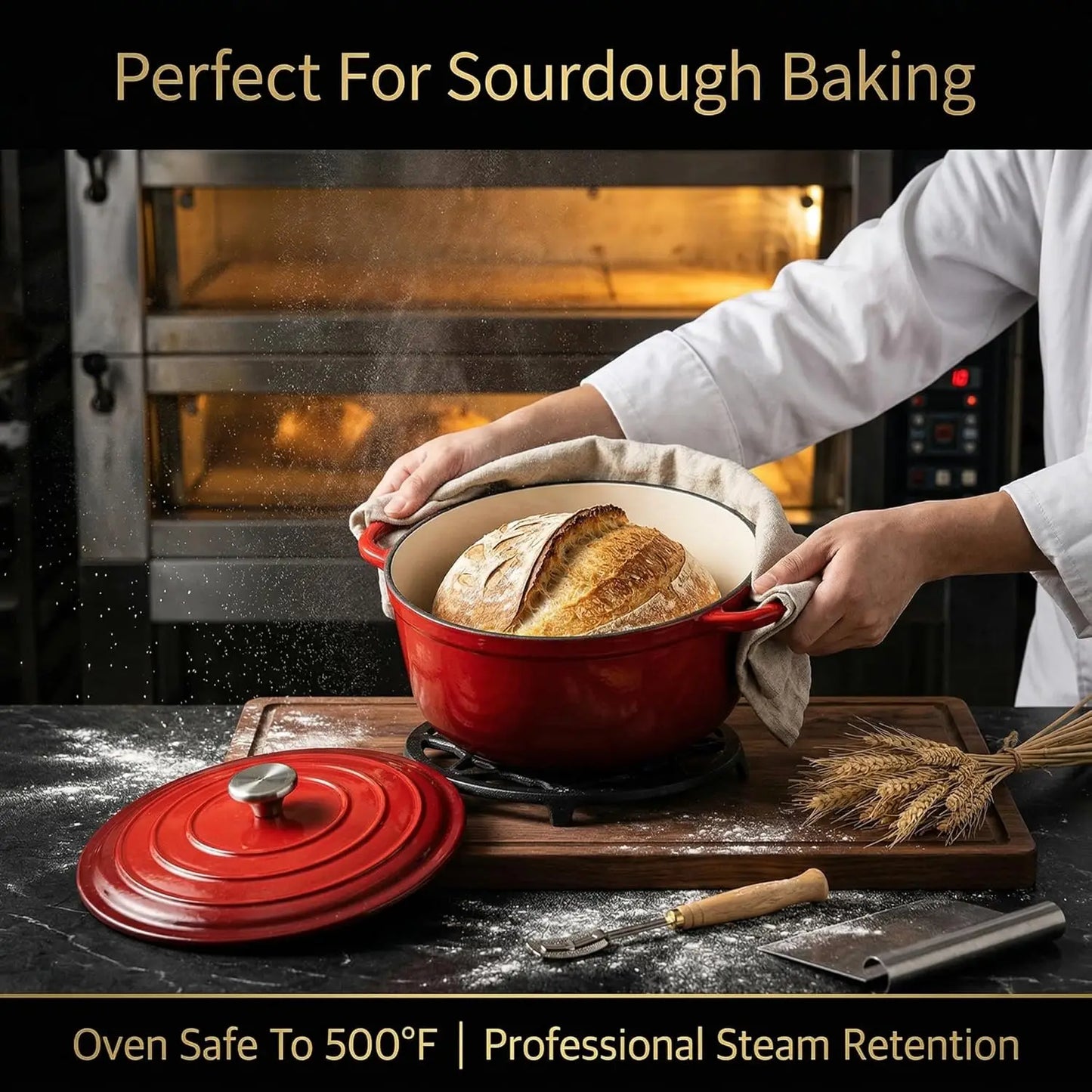 7-Piece Enameled Cast Iron Cookware Set with Lids, Nonstick Pots and Pans for Even Heating on All Stovetops, Red