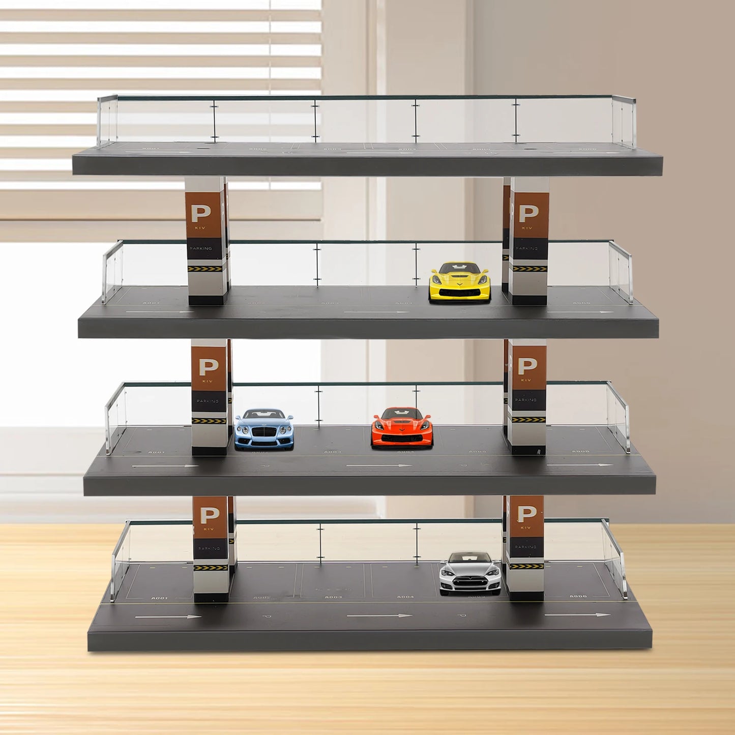 1/64 Parking Lot Toy Car Model Storage Rack Display Cabinet Kids Room Decor Xmas Gift Toys for Baby Boys Girls