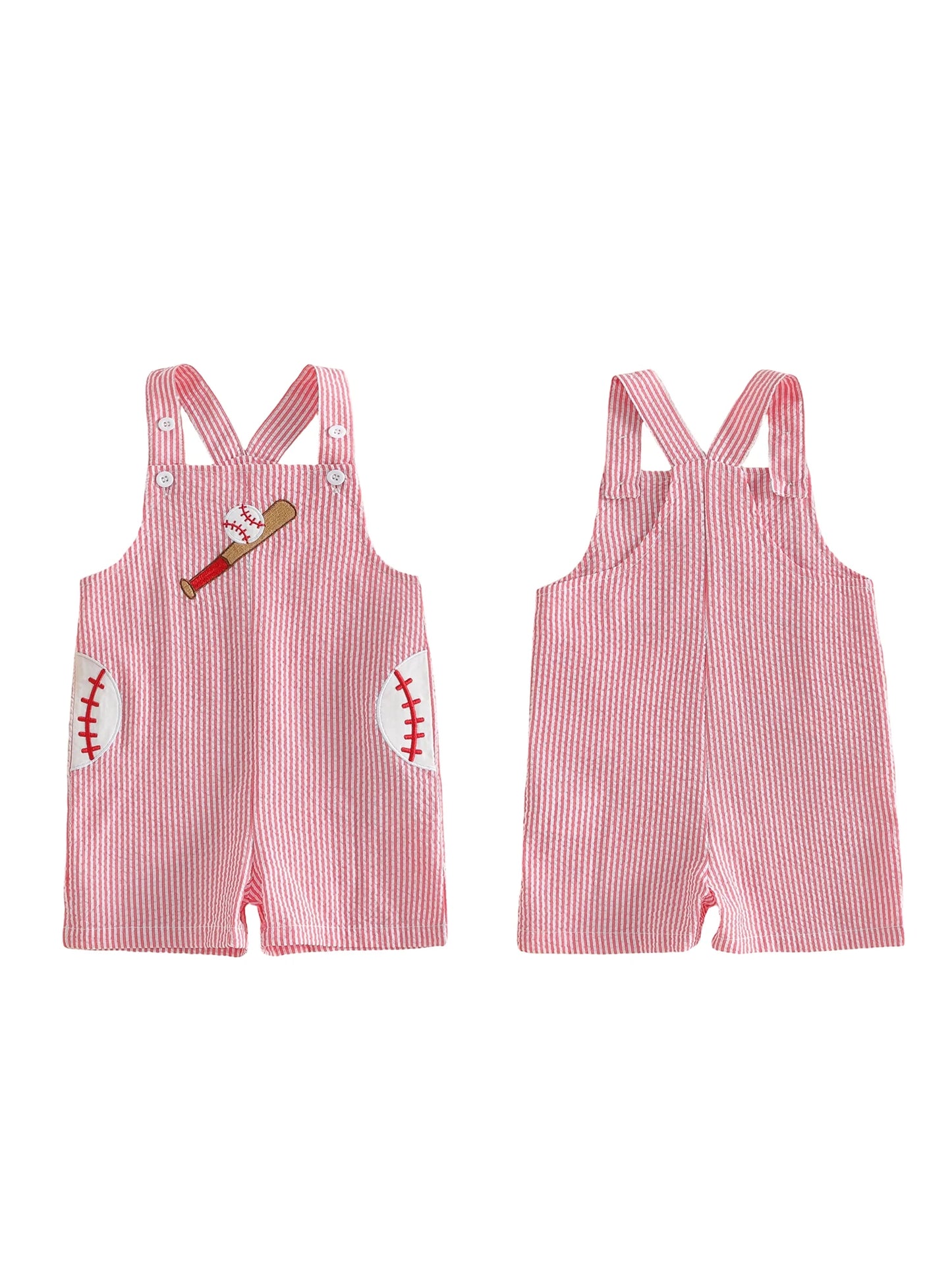 Cute Toddler Boys Summer Romper with Fun Soccer Embroidery Striped Design and Sleeveless Square Neck - Perfect for Playtime