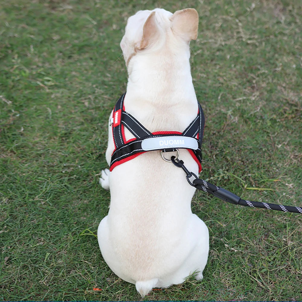 French Bulldog Harness - No-Pull Padded Vest, Escape-Proof Chest Plate, Breathable Mesh for Flat-Faced Breeds