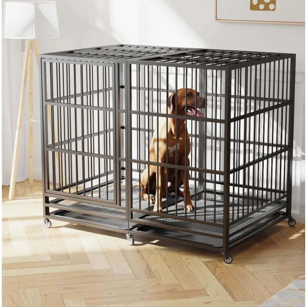 Heavy Duty Indestructible and Escape-Proof Dog Crate Cage Kennel for Large Dogs, High Anxiety Dog Crate
