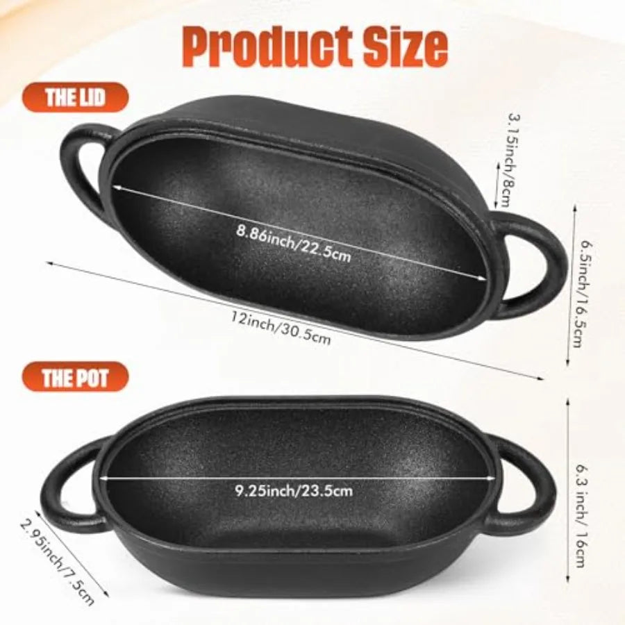 4qt Dutch Oven with Lid Enameled Cast Iron Sourdough Bread Pan for Baking Non Stick Single with Loop Handles for Family Homemad