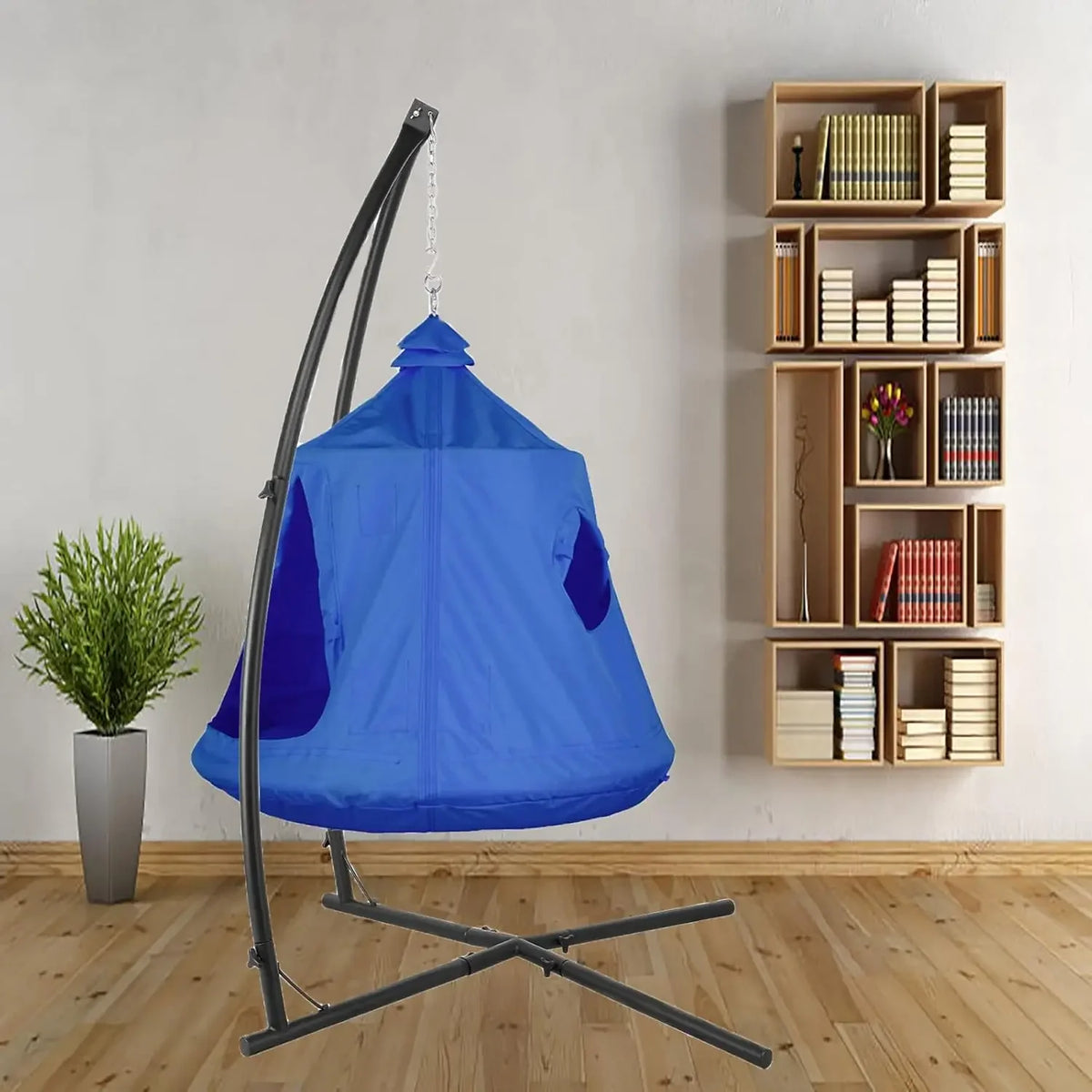 Hanging Hammock X-Stand w/Tree Tent,Play Tent Indoor Metal Swing Chair Stand Outdoor Egg Basket Patio Seat w/Support Stand