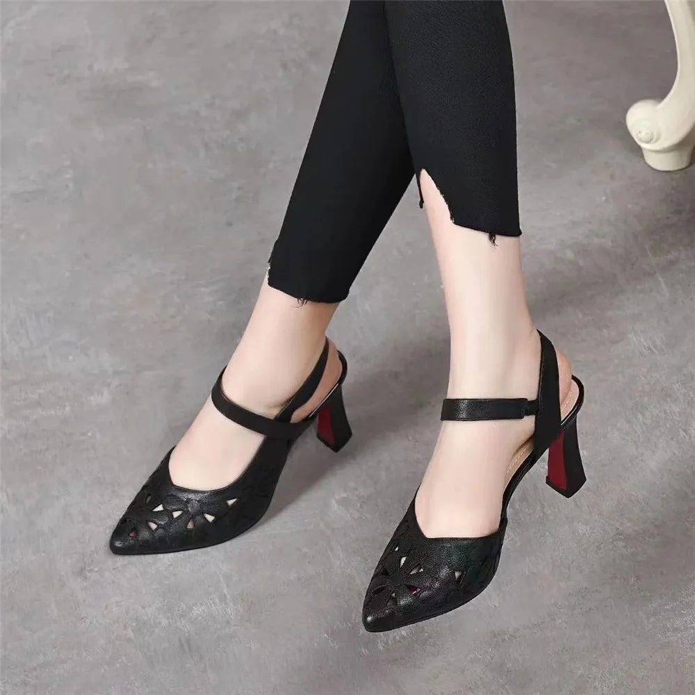 Cresfimix Zapatos De Mujer Women Sweet Pointed Toe Yellow Pu Leather Slip on 5cm High Heel Shoes for Summer Office Party A9168