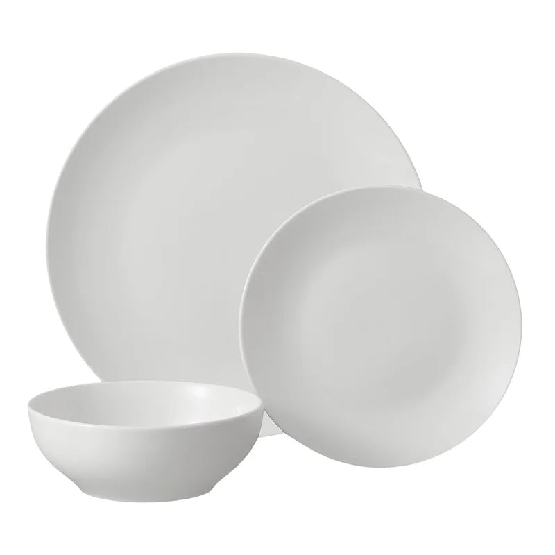 12-Piece White Stoneware Dinnerware Set 4 Dishwasher Microwave Safe Elegant Tableware Bowls Plates Ideal Formal Casual Use