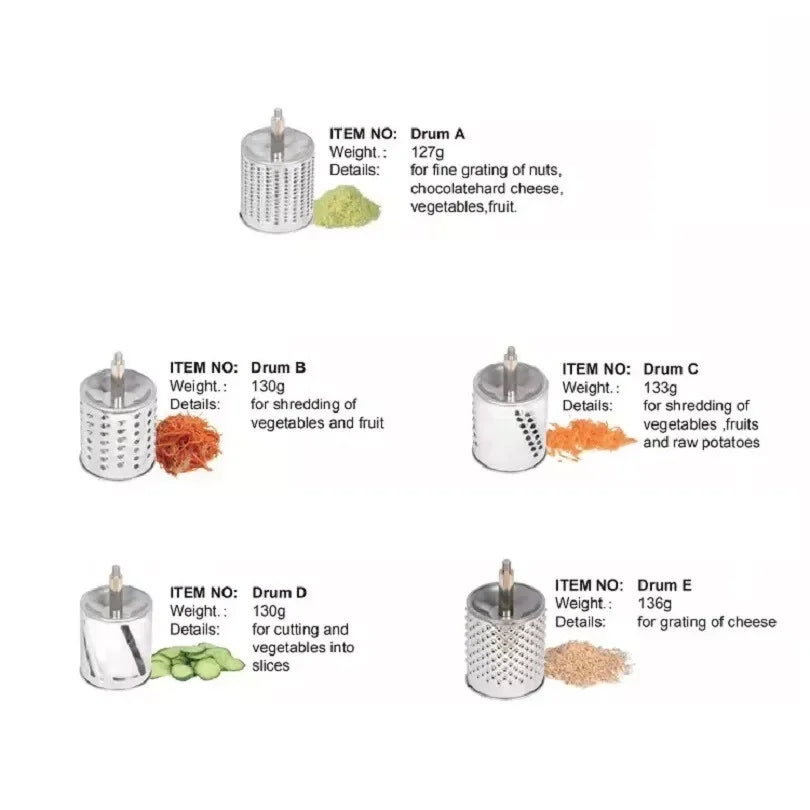 Rotary Cheese Grater Cheese Shredder Stainless Steel Kitchen Manual Cheese Grate With 5 Blades