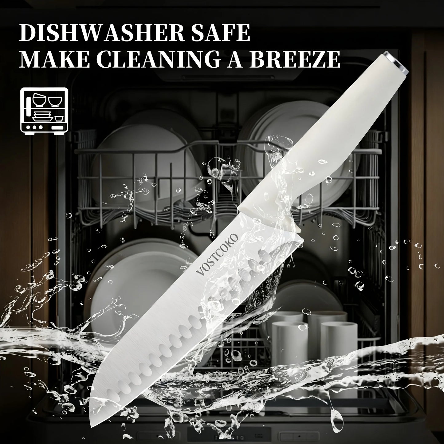 15pcs Professional Black Kitchen Knife Set, Including A Cutting Board, Chef's Knife with Non-slip ABS Handle, Plastic Cutting Bo