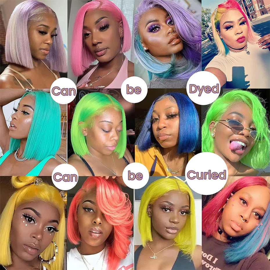 Bob Wig Human Hair 13x4 13x6 Transparent Lace Front Wig Short Bob Wigs Brazilian 613 Blonde 5x5 Lace Closure Wigs For Women