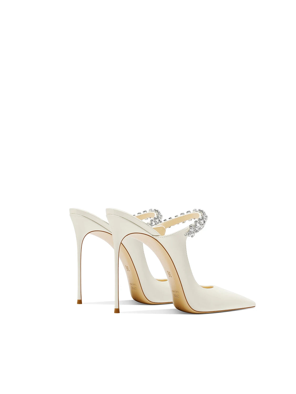 2026 White Patent Leather Temperament Rhinestone with Skirt Pointed Head Stiletto High Heels Women