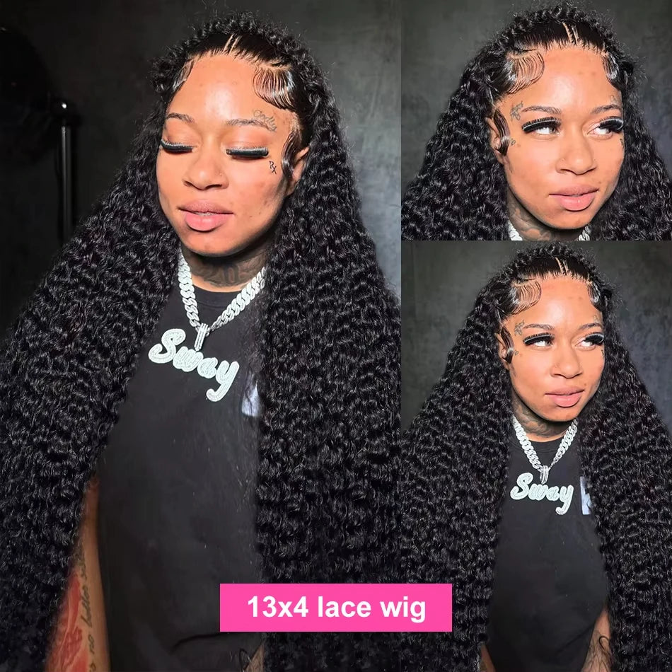 30 40 Inch 13x6 Deep Wave HD Transparent Lace Frontal Wigs Brazilian Pre Plucked 13x4 Human Hair Curly Wig For Women 200 Density