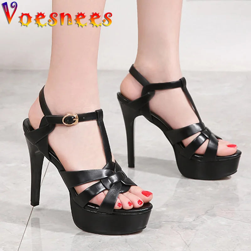 2025 New Fashion Roman Style Runway Sandals Super High Heel Waterproof Platform Wedding Shoes Summer Weave Design Women Pumps