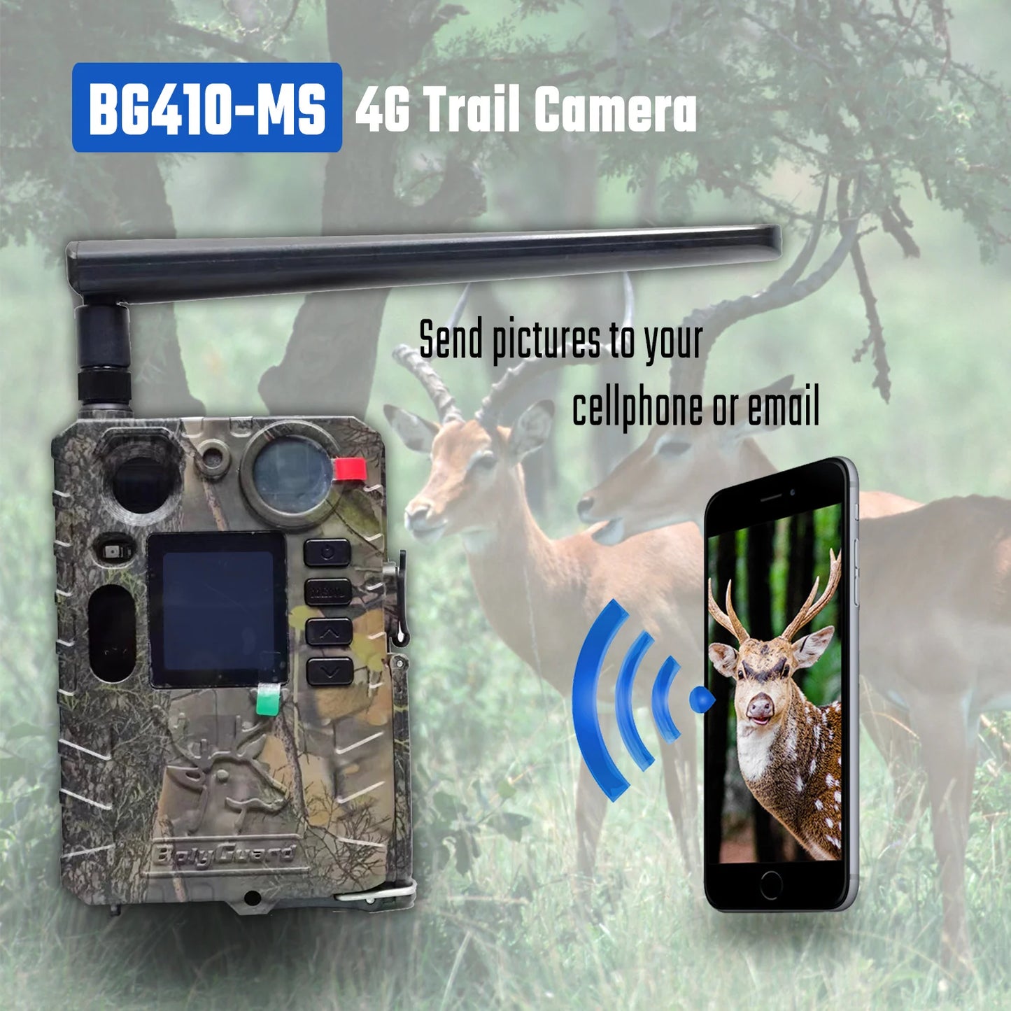 BolyGuard 2025 BG410-M(S) 4K FHD 37MP Trail Camera 940nm IR Night Vision, 4G Wireless, Outdoor Hunting Camera+gift 32GB TF