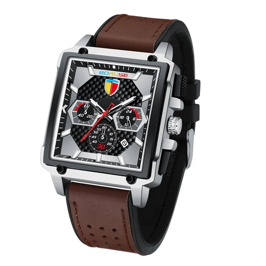 BORUSE Luxury Men Watch Top Brand Business Waterproof Date Quartz Watches For Men Sport Chronograph Wristwatch Men Clock + Box