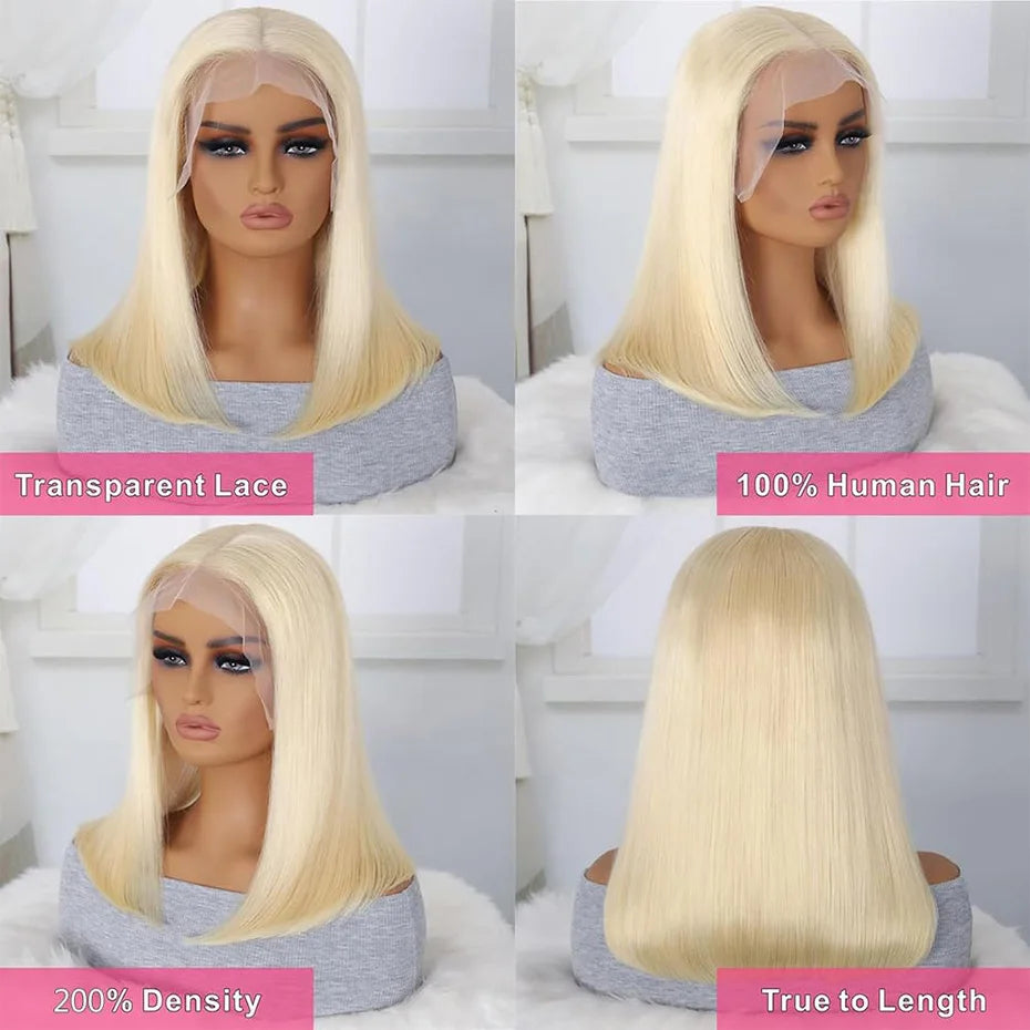 Bob Wig Human Hair 13x4 13x6 Transparent Lace Front Wig Short Bob Wigs Brazilian 613 Blonde 5x5 Lace Closure Wigs For Women