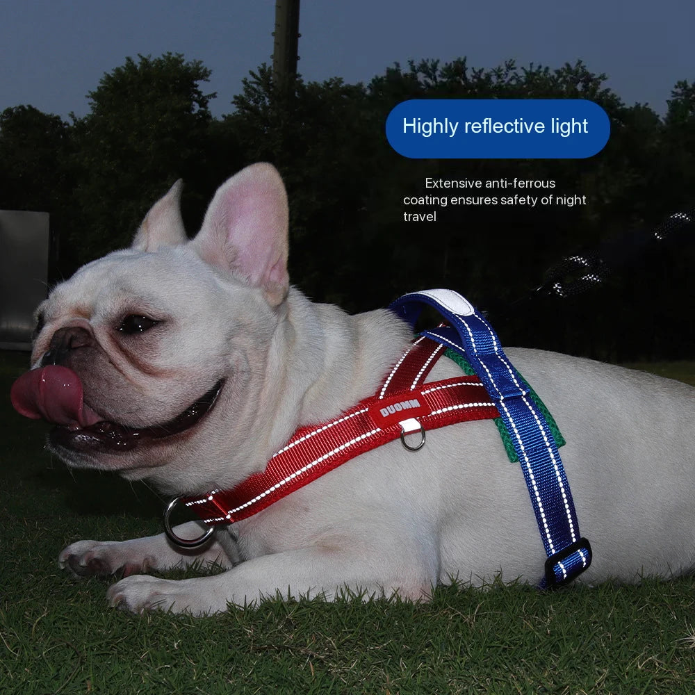 French Bulldog Harness - No-Pull Padded Vest, Escape-Proof Chest Plate, Breathable Mesh for Flat-Faced Breeds