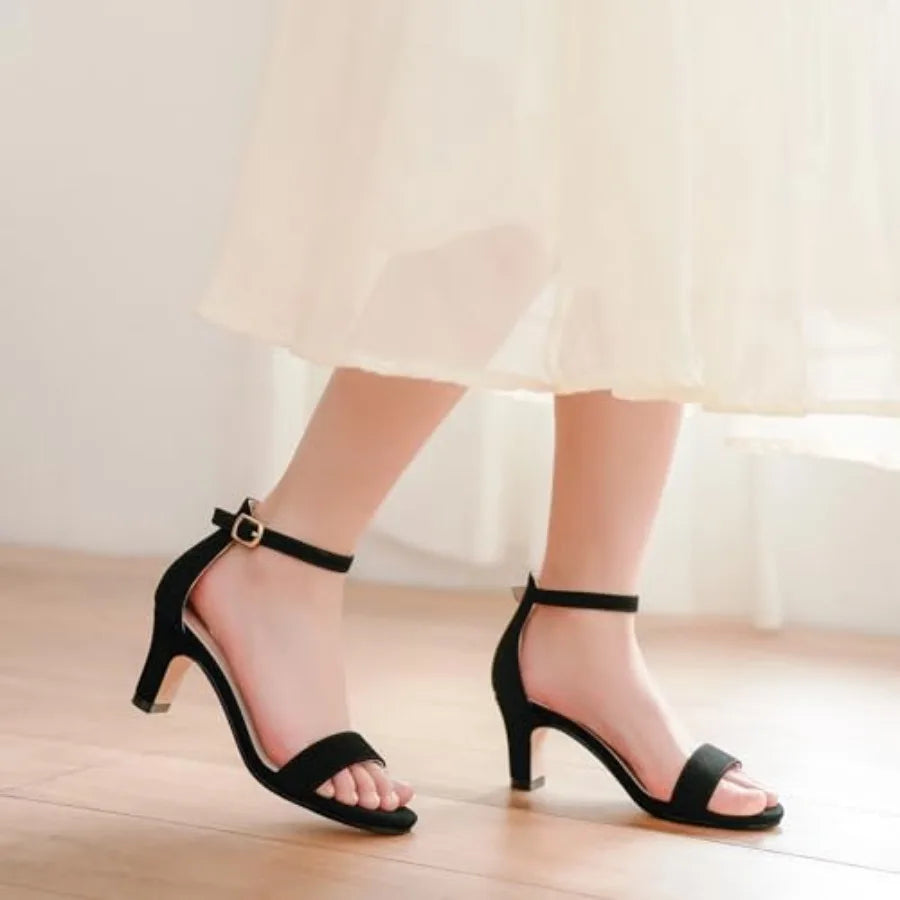 Motasha Girls Heel Sandals Girl Dress Shoes Open Toe Ankle Strap High Heels Pump Sandals Wedding Party for Little Big Kid