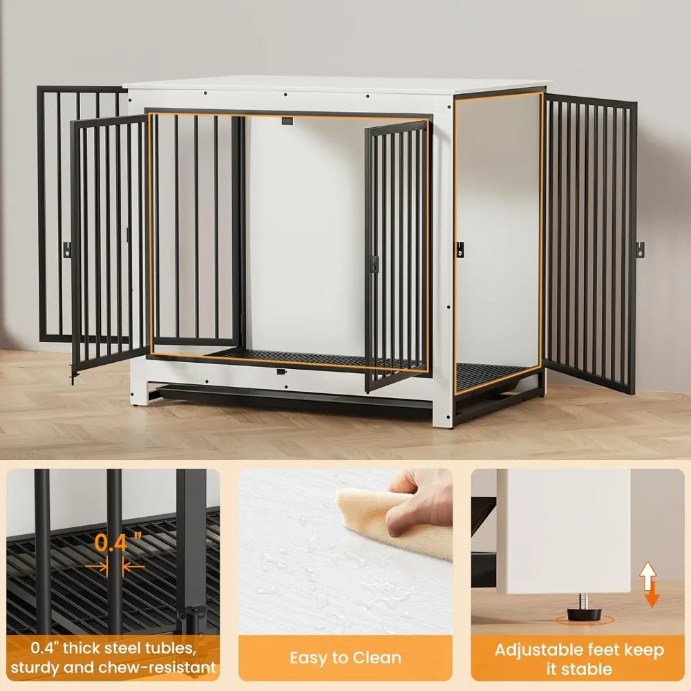 Dog Crate Furniture, Large Dog Crate Furniture, Wooden Cage Kennel Furniture Indoor, Modern Dog Crate with Multi-Purpose Removab