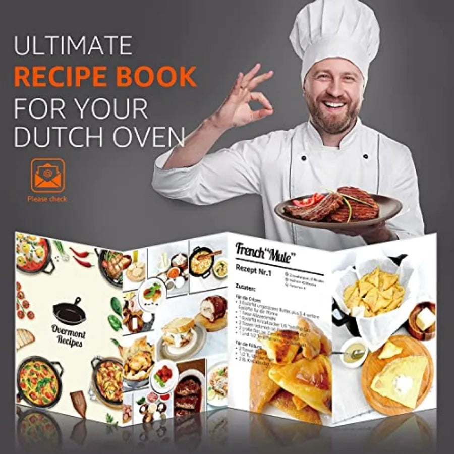 Cast Iron Skillet with Lid - 2-in-1 Cast Iron Dutch Oven - 3.2QT Deep Pot with Frying Pan - Pre-seasoned Cookware Multi Cooker