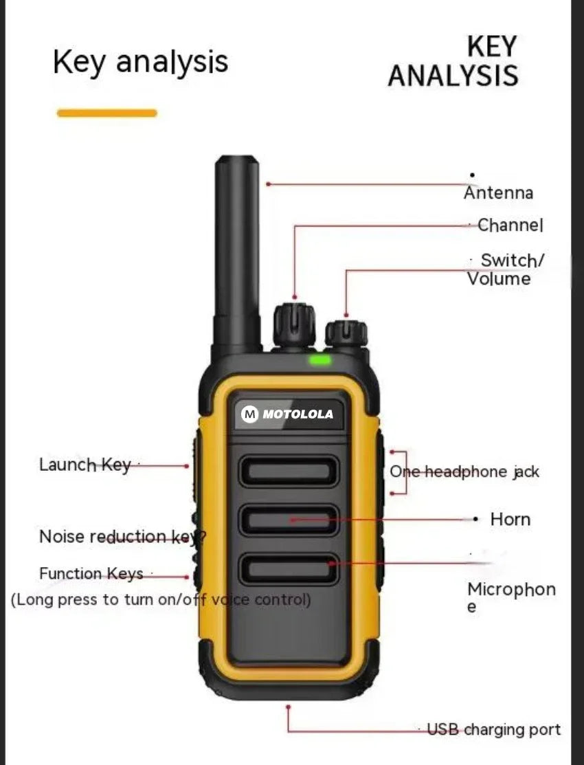 Motolola 2Pcs Mini Walkie Talkie Portable Two-Way Radio UHF Transceiver Set Walkie-talkies Radio Walkie Talkie Long Range COD